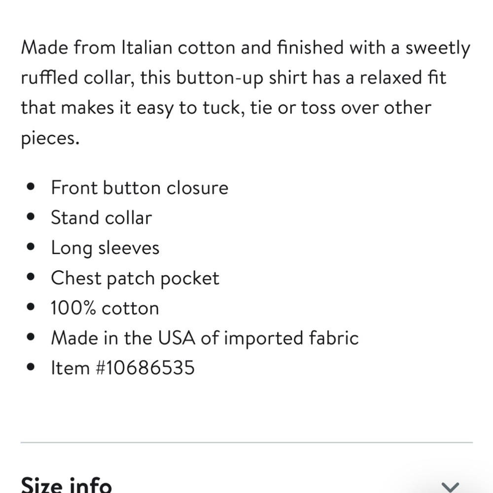 Frank and Eileen distressed White Ruffled Collar Button-Up Shirt - Picture 4 of 7